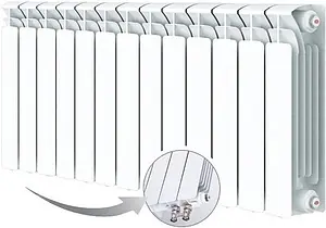 Радиатор биметаллический 13 секции нижнее левое подключение Rifar Base Ventil 500 RBVL50013 Радиатор биметаллический 13 секции нижнее левое подключение Rifar Base Ventil 500 RBVL50013, 1