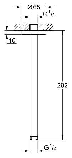 Держатель верхнего душа на потолок Grohe Rainshower neutral хром 28497000