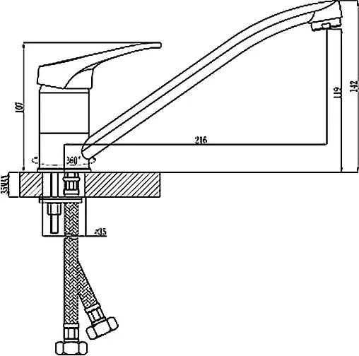 Смеситель для кухни Rossinka хром B35-21 Смеситель для кухни Rossinka хром B35-21