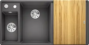 Мойка кухонная Blanco Axia III 6 S-F 100 L (доска ясень) тёмная скала 524664 Мойка кухонная Blanco Axia III 6 S-F 100 L (доска ясень) тёмная скала 524664, 1