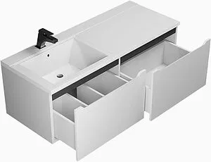 Тумба-умывальник подвесная Uperwood Tanos 120 L белый с графитовыми вставками 291021019 Тумба-умывальник подвесная Uperwood Tanos 120 L белый с графитовыми вставками 291021019, 3