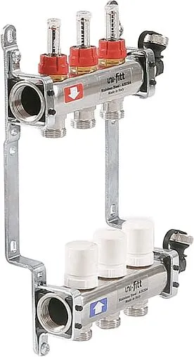 Группа коллекторная с расходомерами 3 отвода 1&quot;в/в x ¾&quot;ек Uni-fitt 450I4303