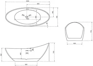 Ванна акриловая отдельностоящая Abber 183x78 белый/панель Black matte AB9233MB, 2