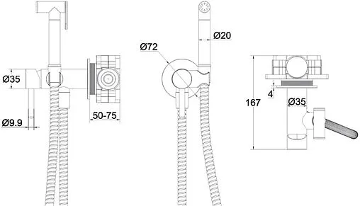 Гигиенический душ со смесителем WHITECROSS Y gold золото SYSYBI2GL