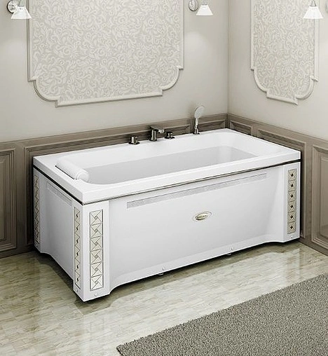 Панель для ванны фронтальная Radomir Хельга 170х90 "Кристаллы Swarovski"/"Арт-мозаика" белый 1-21-0-0-0-045