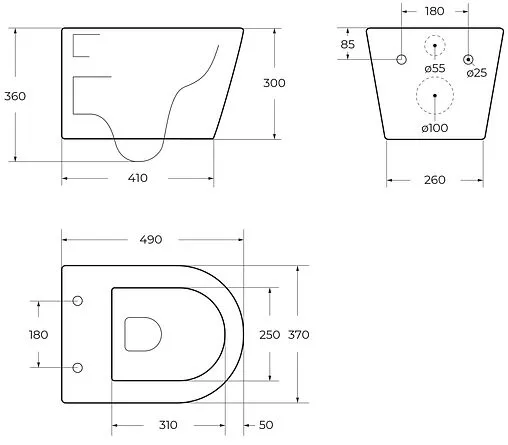 Унитаз подвесной безободковый Cezares Liner Tornado белый CZR-38083-49-TH-TOR/SC