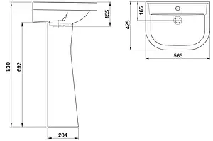 Раковина Santeri Pro 56 белый 1.3115.5.S00.10B.0 Раковина Santeri Pro 56 белый 1.3115.5.S00.10B.0, 2