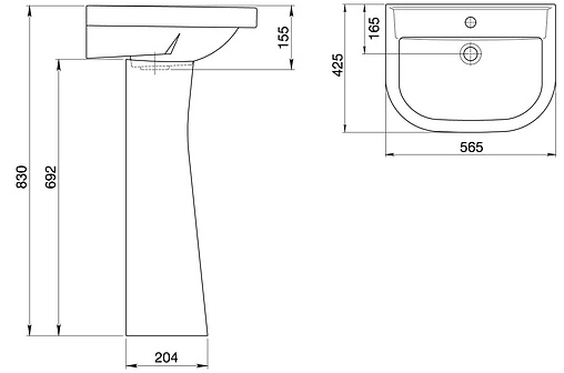 Раковина Santeri Pro 56 белый 1.3115.5.S00.10B.0