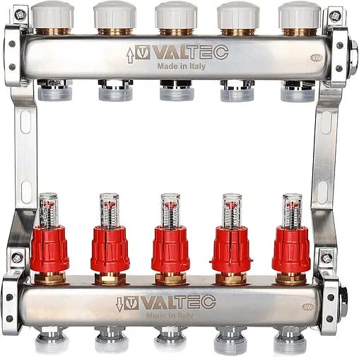 Группа коллекторная с расходомерами 8 отводов 1&quot;в/в x ¾&quot;ек Valtec VTc.584.EMNX.0608