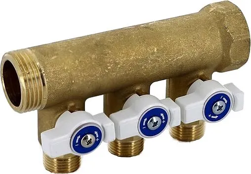 Коллектор запорный проходной 3 отвода 1&quot;в/н x ½&quot;н Uni-fitt 424G4230