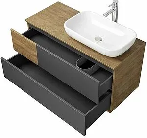 Тумба-умывальник подвесная Aquaton Терра 105 дуб кантри/антрацит 1A2469K2TEKA0, 3
