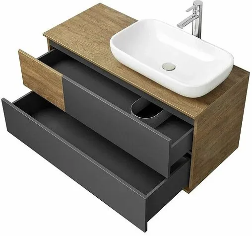 Тумба-умывальник подвесная Aquaton Терра 105 дуб кантри/антрацит 1A2469K2TEKA0