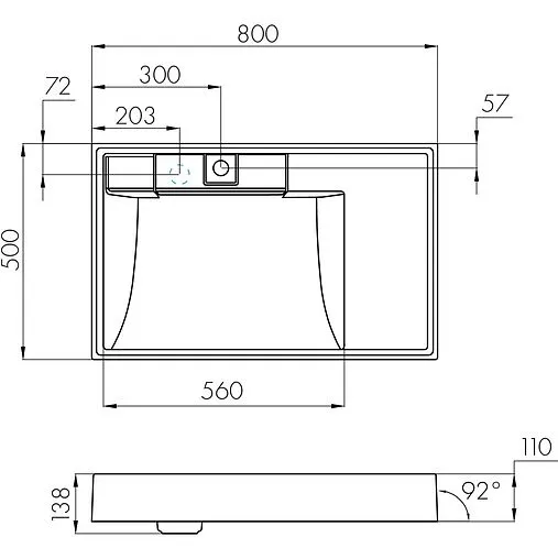 Раковина Aquaton Рейн 80 L графит 1A72113KRW210