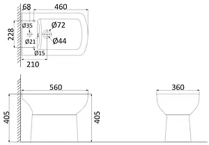 Биде напольное Creo Ceramique Tours белый TO2000N Биде напольное Creo Ceramique Tours белый TO2000N, 2