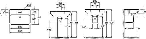 Раковина Jacob Delafon Struktura 65 белый EGC112-00