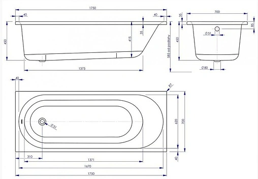 Ванна акриловая Vagnerplast Kasandra 175x70 VPBA175KAS2X-04