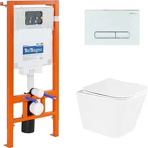 Комплект 5 в 1 BelBagno Due BB3103CHR/SC/BB002-80/BB018-GV-BIANCO с кнопкой белый глянцевый, 1