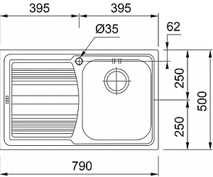 Мойка кухонная Franke Logica Line LLL 611 R декор нержавеющая сталь 101.0086.233, 2