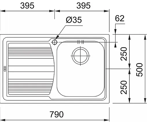 Мойка кухонная Franke Logica Line LLL 611 R декор нержавеющая сталь 101.0086.233