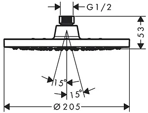 Лейка верхнего душа Hansgrohe Vernis Blend 200 1jet Green хром 26093000 Лейка верхнего душа Hansgrohe Vernis Blend 200 1jet Green хром 26093000, 2