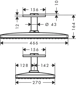Лейка верхнего душа с потолочным креплением Hansgrohe Rainmaker Select 460 1jet черное стекло/хром 24002600, 2