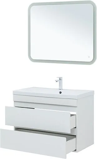 Тумба-умывальник подвесная Aquanet Нота New 90 белый глянец 00335419+00284114