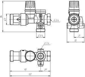 Группа безопасности бойлера ¾&quot; 7 бар Valtec VT.461.NC.05, 2