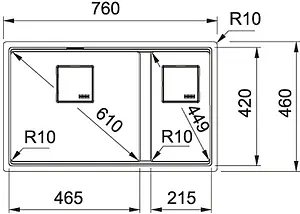 Мойка кухонная Franke Kubus 2 KNG 120 миндаль 125.0528.637, 2