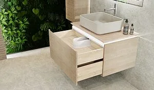 Тумба-умывальник подвесная Jorno Karat 80 бук светлый Kar.01.80/P/BuL+MLN-7050H Тумба-умывальник подвесная Jorno Karat 80 бук светлый Kar.01.80/P/BuL+MLN-7050H, 4