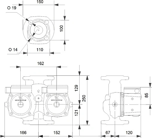 Насос циркуляционный Grundfos UPSD 40-50 F 250 95906423