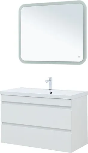 Тумба-умывальник подвесная Aquanet Нота New 100 белый глянец 00335420+00284116