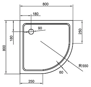 Поддон для душа Cezares Tray TRAY-A-R-80-550-15-W Поддон для душа Cezares Tray TRAY-A-R-80-550-15-W, 4