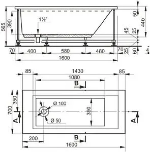 Ванна акриловая Pestan Anica 160х70 13016070 Ванна акриловая Pestan Anica 160х70 13016070, 2