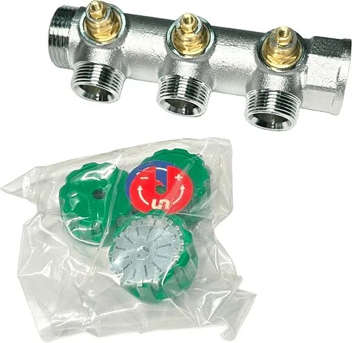 Коллектор регулирующий проходной 3 отвода 1&quot;в/н x ¾&quot;ек Uni-fitt 414C4330