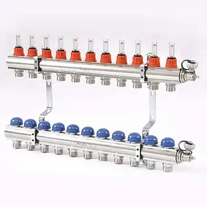Группа коллекторная с расходомерами 11 отводов 1&quot;в/в x ¾&quot;ек Uni-fitt 440E4311, 2