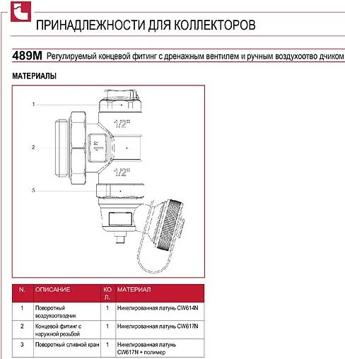 Узел концевой для коллектора 1&quot;н Itap 4890100M