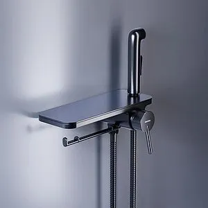 Гигиенический душ со смесителем и полкой Damixa Jupiter чёрный матовый 773500301, 5