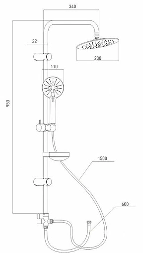 Душевая система без смесителя Gross Aqua Delta хром GA9007