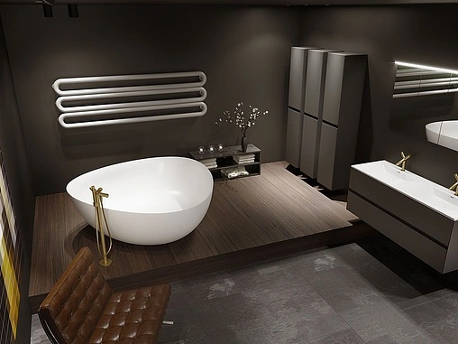 Ванна отдельностоящая из искусственного камня Riho Oviedo 160x160 белый B125001105