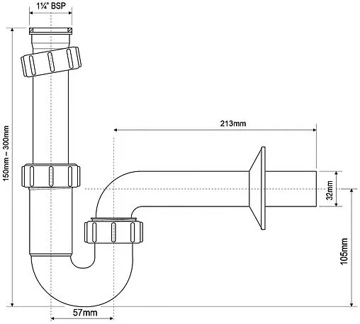 Сифон трубный для раковины Mc Alpine белый MRW8