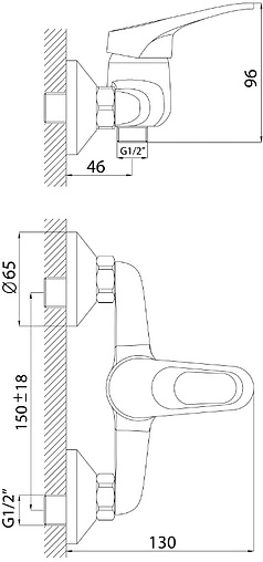 Смеситель для душа Rossinka хром B35-41