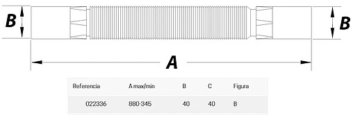Слив гофрированный JIMTEN A-111 40x40мм L=345-880мм 022336