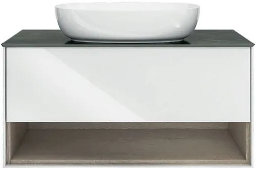 Тумба-умывальник подвесная Kerama Marazzi Plaza Modern 100 белый/дерево PLB.M.100.1\WHT+