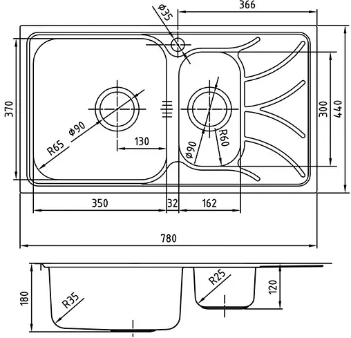 Мойка кухонная IDDIS Arro 78 L хром ARR78SXi77K