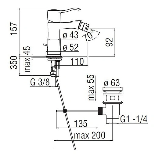 Смеситель для биде Nobili Sofi хром SI98119/1CR