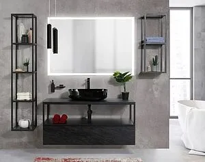 Полка двухъярусная Cezares Cadro 30х80 чёрный матовый/белый CADRO-30/30/80-2C-SO-MET-ST, 5