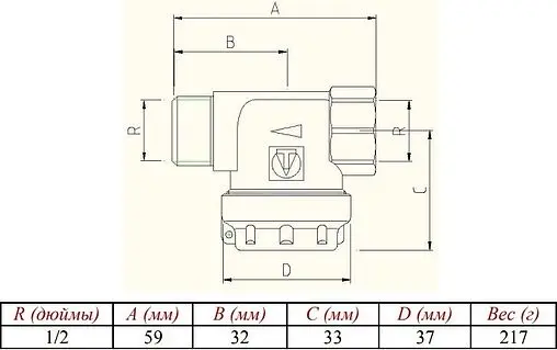 Фильтр прямой сетчатый ½&quot;в x ½&quot;н Valtec VT.387.N.04