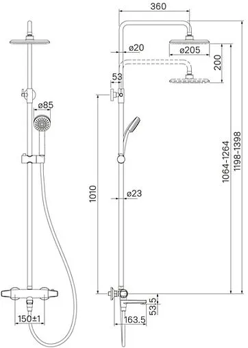 Душевая система с термостатом для ванны IDDIS Torr хром TORSBBTi06