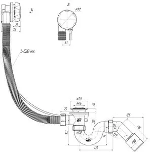 Слив-перелив для ванны Ани Пласт хром EM411, 2