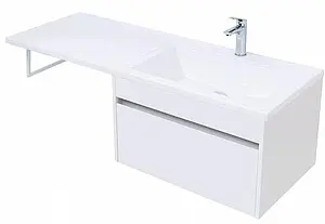 Тумба-умывальник подвесная над стиральной машиной Aquanet Токио 130 R белый 00236916+00235502 Тумба-умывальник подвесная над стиральной машиной Aquanet Токио 130 R белый 00236916+00235502, 1